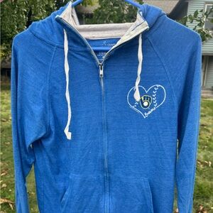 Milwaukee Brewers Full Zip Hoodie Sweatshirt lightweight S